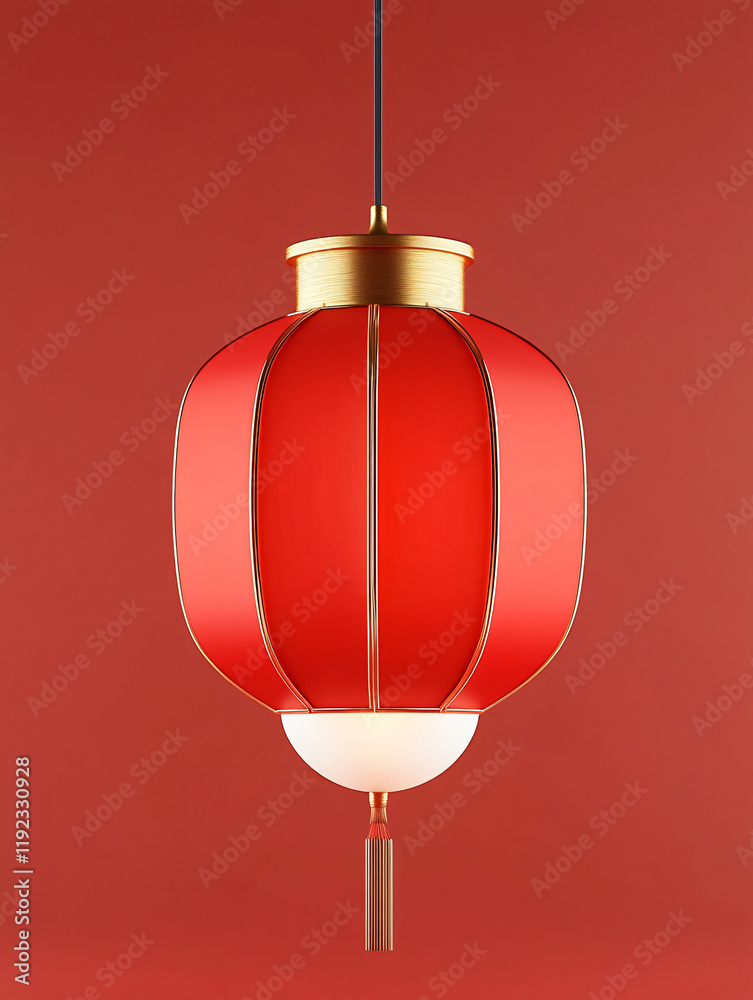 Obraz premium Isolated 3d red lantern on the background