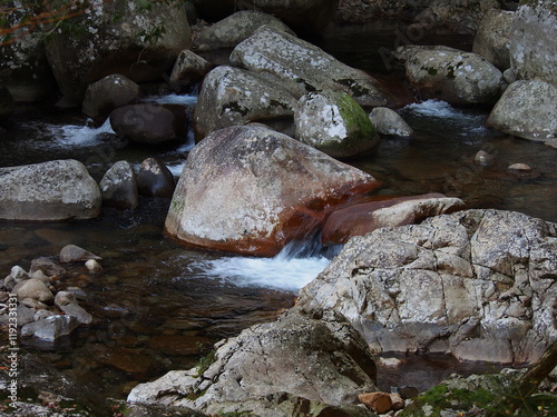 渓谷の流れある岩