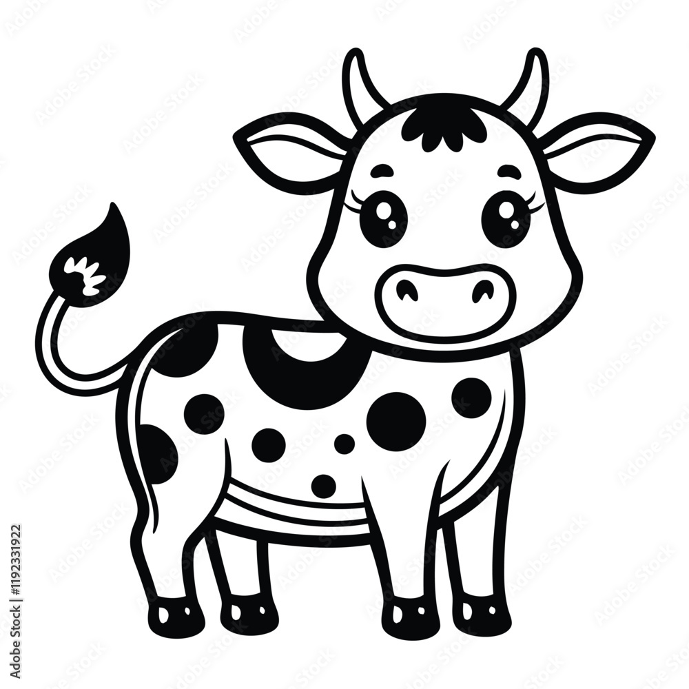 Fototapeta premium cute cow vector black illustration