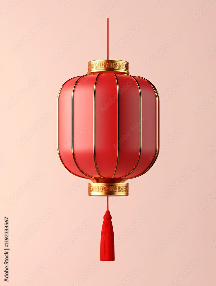 Obraz premium Isolated 3d red lantern on the background