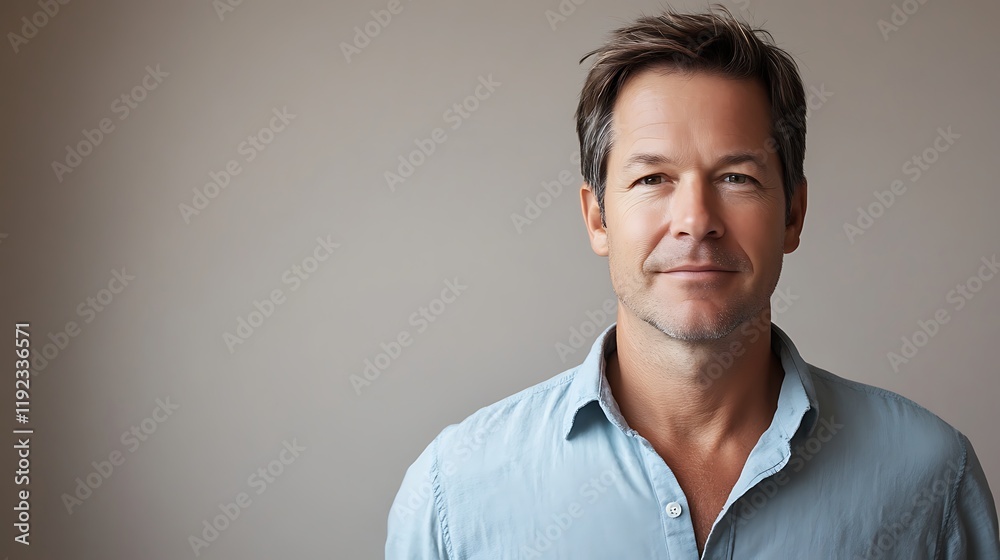 Confident middle-aged man portrait against a neutral background. Confident middle-aged man portrait against a neutral background.