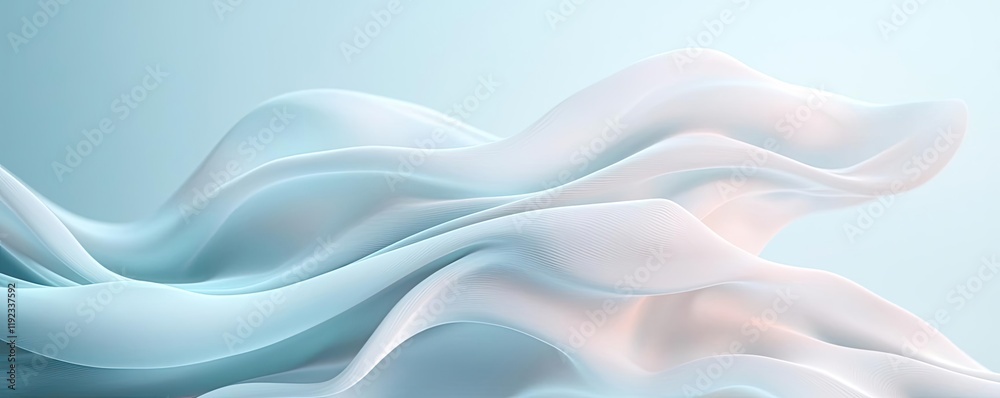 Obraz premium Blurred abstract background concept. Soft flowing fabric waves in soothing blue tones create a tranquil and serene atmosphere.