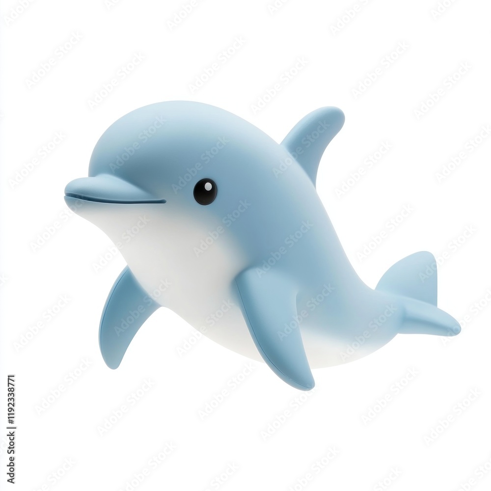 Fototapeta premium Adorable 3D rendered cartoon dolphin leaping playfully.