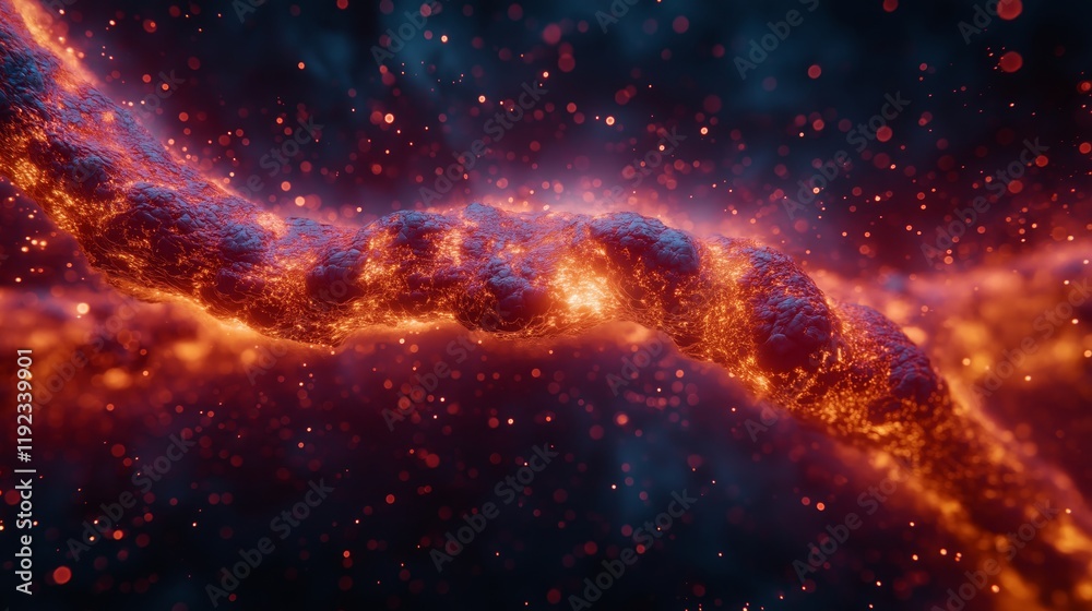 Fototapeta premium DNA repair concept. Vibrant cosmic space with glowing particles and swirling energy.