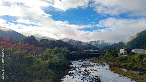 美しき鏡のような川の自然の風景