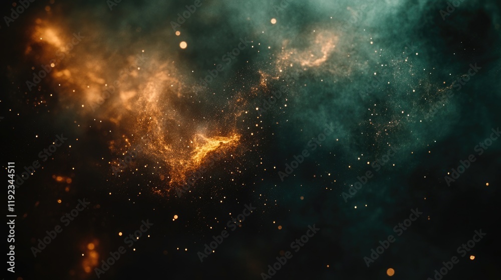 Obraz premium Stunning cosmic nebula: glowing interstellar dust and gas in deep space. Saint Patrick's Day, St Paddy's Day, St Patty's Day - Irish National Holiday and Cultural Celebration