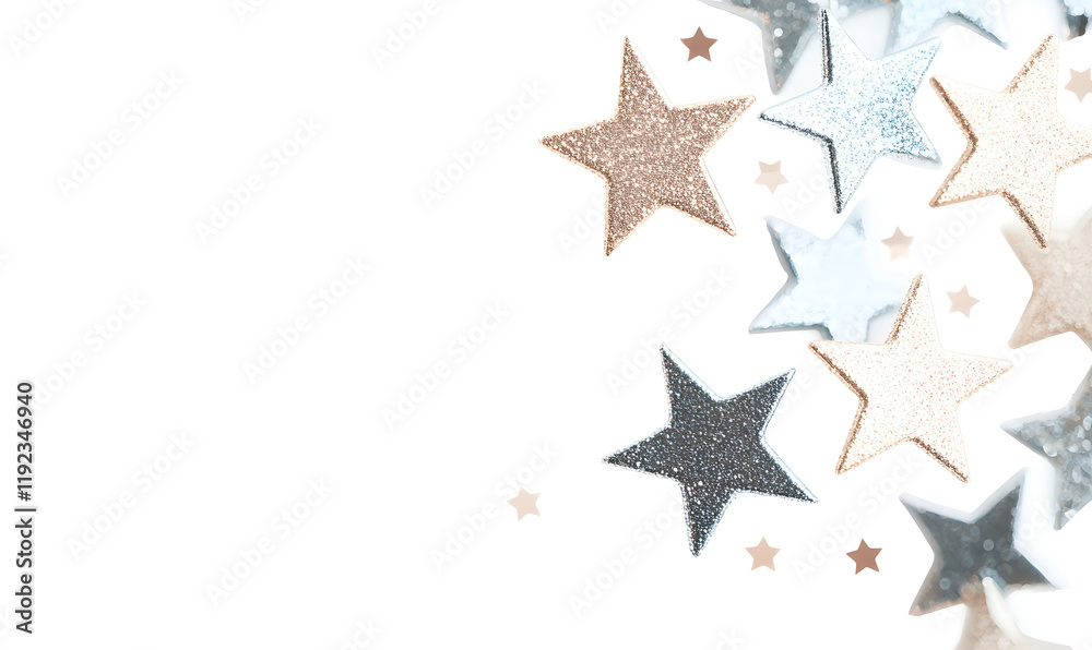 3d chrome stars white background, Generative AI 3d chrome stars white background, Generative AI