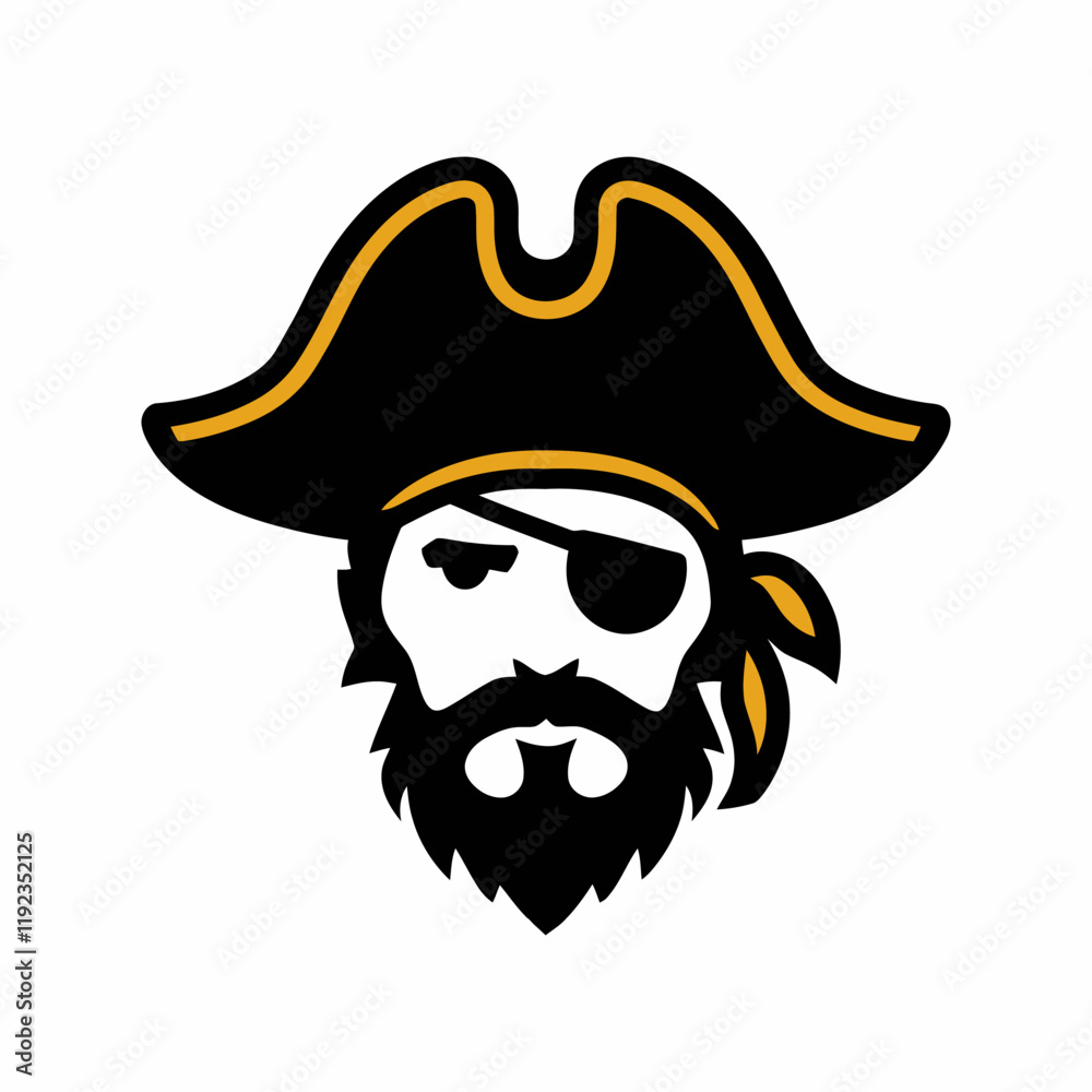 Pirate Head Illustration with Hat and Eye Patch Pirate Head Illustration with Hat and Eye Patch