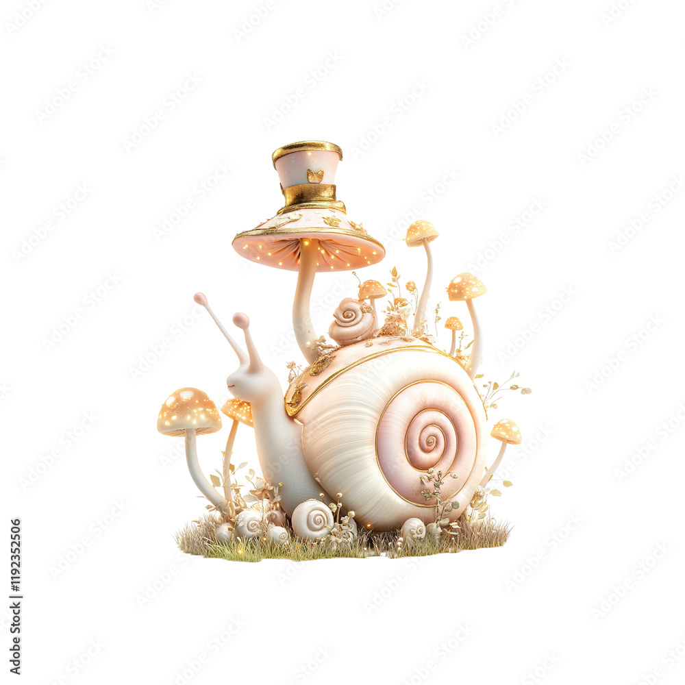 Enchanting Snail in a Mushroom Garden with Top Hat Enchanting Snail in a Mushroom Garden with Top Hat