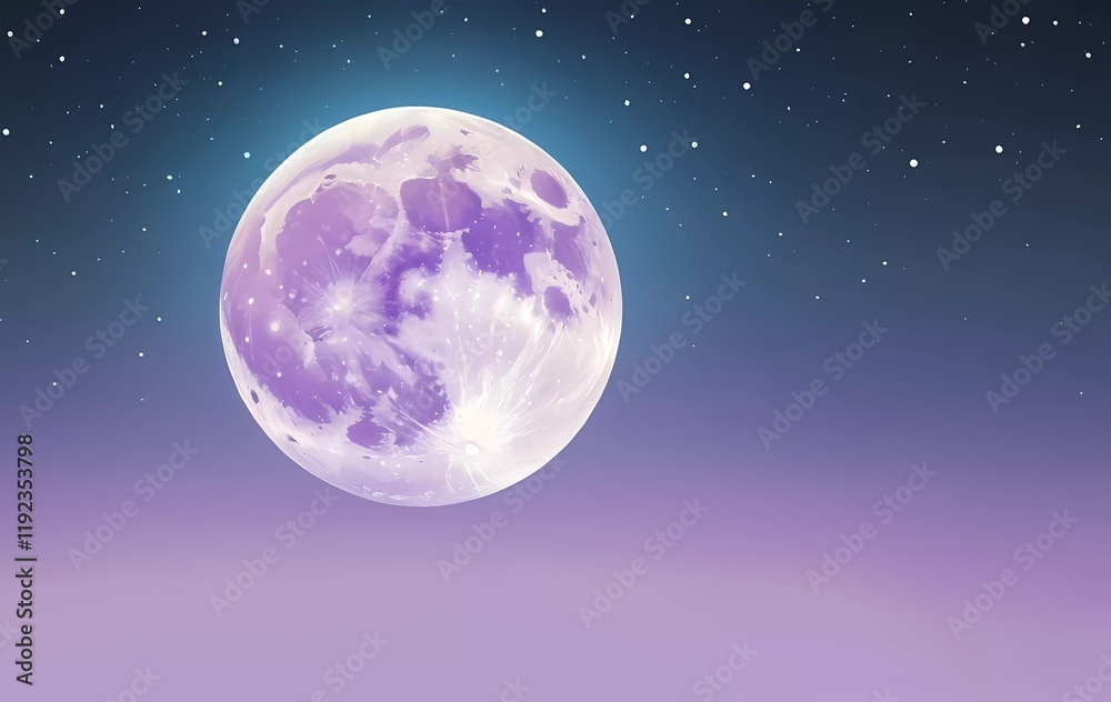 Fototapeta premium Purple gradient mystical moonlight sky with clouds and stars phone background wallpaper