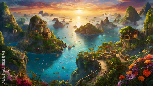 landscape of the river, ai generated