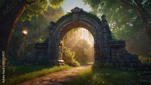 old castle in the forest, ai generated