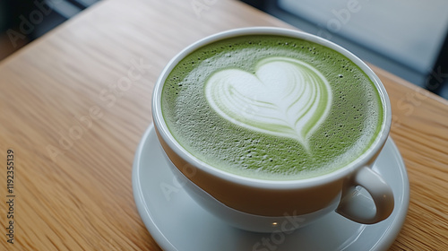 Green Tea Latte with Heart ...