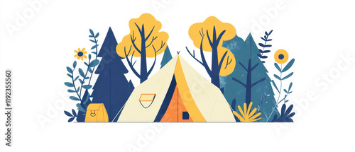 Wallpaper Mural Eco friendly campsite in forest with colorful trees and plants, showcasing sustainable travel and nature. perfect spot for outdoor adventures and relaxation Torontodigital.ca