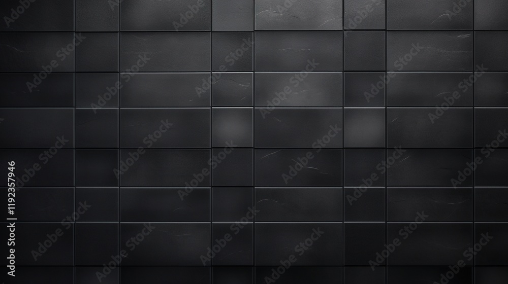 Dark Black Ceramic Tiles Mosaic Pattern for Modern Interior Design, Wall and Floor Background with Subtle Texture and Depth Effects Dark Black Ceramic Tiles Mosaic Pattern for Modern Interior Design, Wall and Floor Background with Subtle Texture and Depth Effects