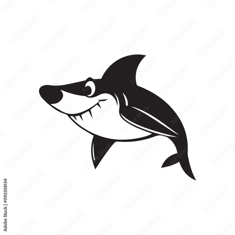 Fototapeta premium Creative Minimalist Shark Logo Design Silhouette Vector Illustration