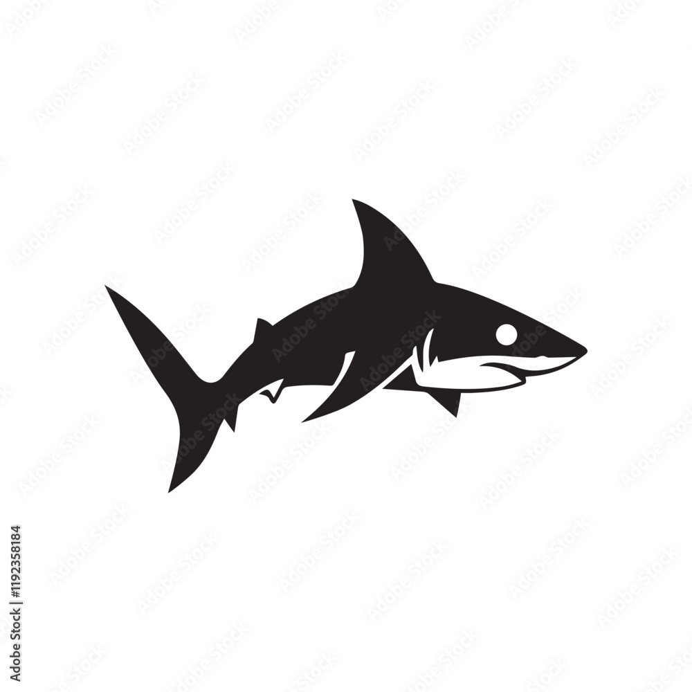 Fototapeta premium Creative Minimalist Shark Logo Design Silhouette Vector Illustration