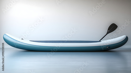 a blue and white canoe photo