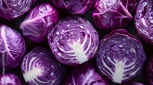 Wallpaper Mural Vibrant Purple Cabbage Halves and Whole Heads Torontodigital.ca