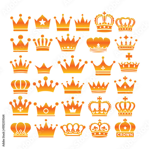 Crown icon vector set on a  with white background