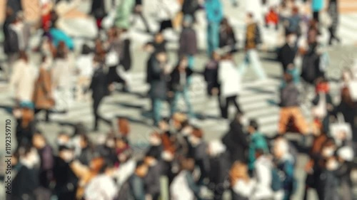 Wallpaper Mural Many pedestrians crossing on the road, Shibuya in Tokyo in Japan, Business or people, Blurred, 4K slow motion Torontodigital.ca