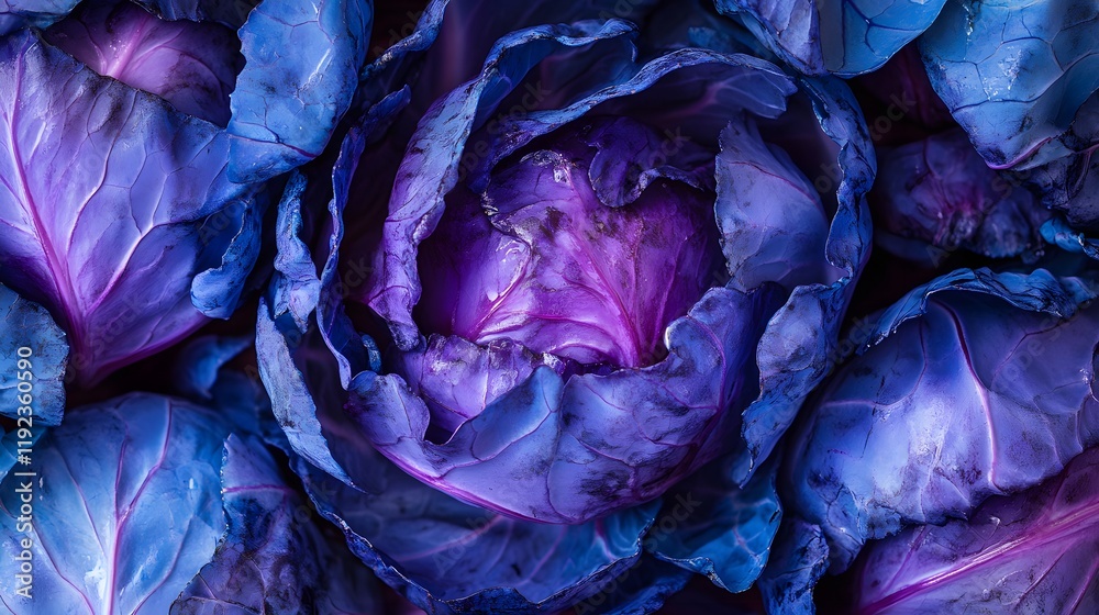 Obraz premium Vibrant Purple Red Cabbage Close Up Macro Shot