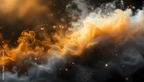 Golden Smoke and Ember Abstract: A Dramatic, Textured Artwork photo