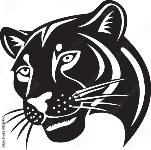 Elegant Black Panther Illustration in Minimalist Style