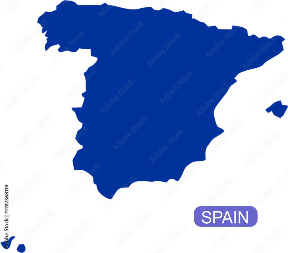 Maps of Spain outline in solid color Maps of Spain outline in solid color