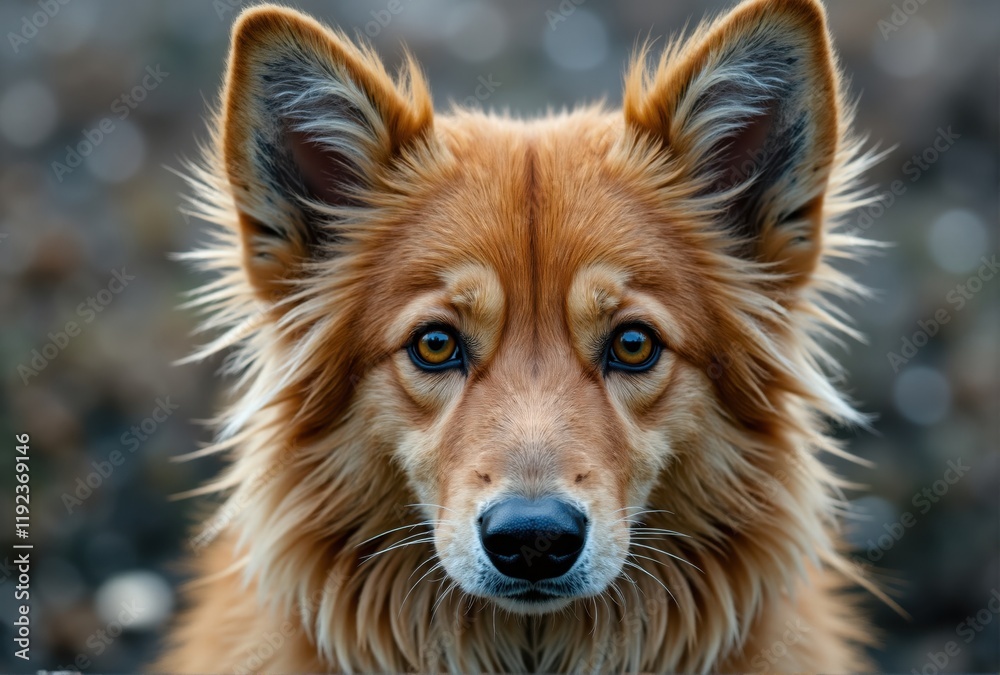 Naklejka premium Portrait of a Reddish-Brown Long-Haired Dog