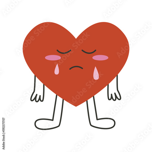 Crying sad heart character