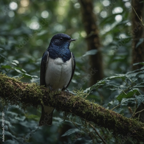 A swallow in a dense forest. photo