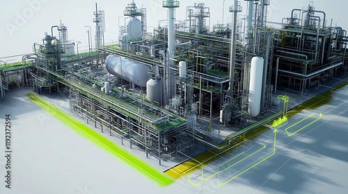 Conceptual representation of green chemistry principles applied chemical plant designs photo