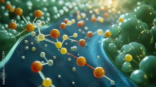 Creative representation of carboxylic acids esters ethers biochemical pathway setting photo