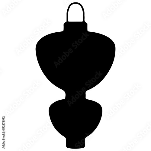 black paper lantern shape with two semi-circular sections for chinese new year, for a variety of designs