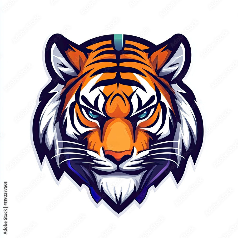 Majestic Tiger Head: Fierce Feline Portrait, Wildlife Vector Graphic Majestic Tiger Head: Fierce Feline Portrait, Wildlife Vector Graphic