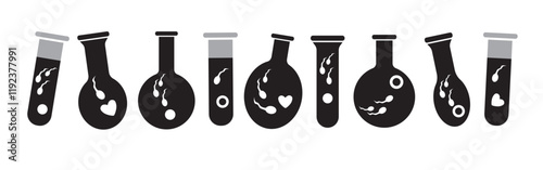 Sperm and egg in vitro as in vitro fertilization concept, isolated vector stock illustration with IVF as logo set or collection