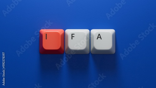 the word IFA is written on a Computer keyboard keys structure.close up of Computer keyboard keys,Business Concept.3D rendering on blue background. photo