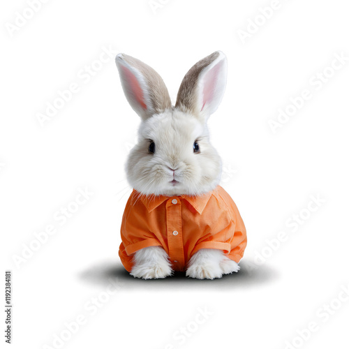 Adorable Easter Bunny Rabbit Dressed in Orange Cloth Bringing Joy to Festive Celebrations and Events