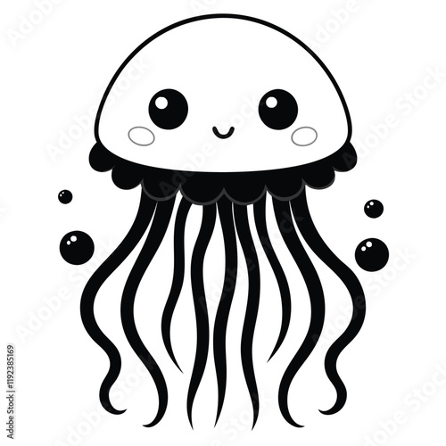 jellyfish vector for kids coloring pages 