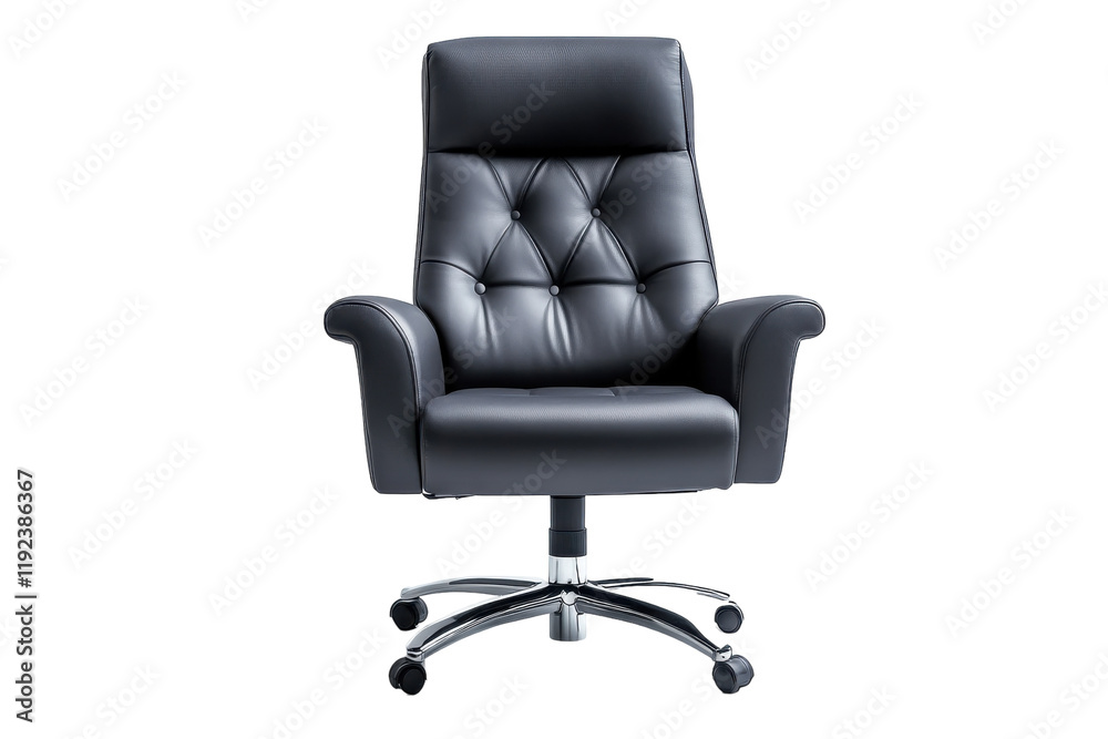 Elegant black ergonomic office chair on a white background capturing modern design aesthetics Elegant black ergonomic office chair on a white background capturing modern design aesthetics