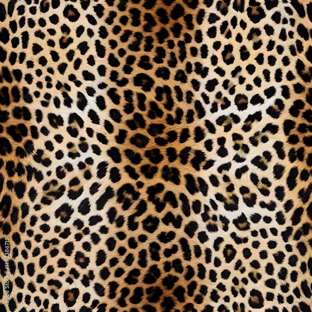 Fototapeta premium Leopard tiger skin seamless pattern texture print on white background