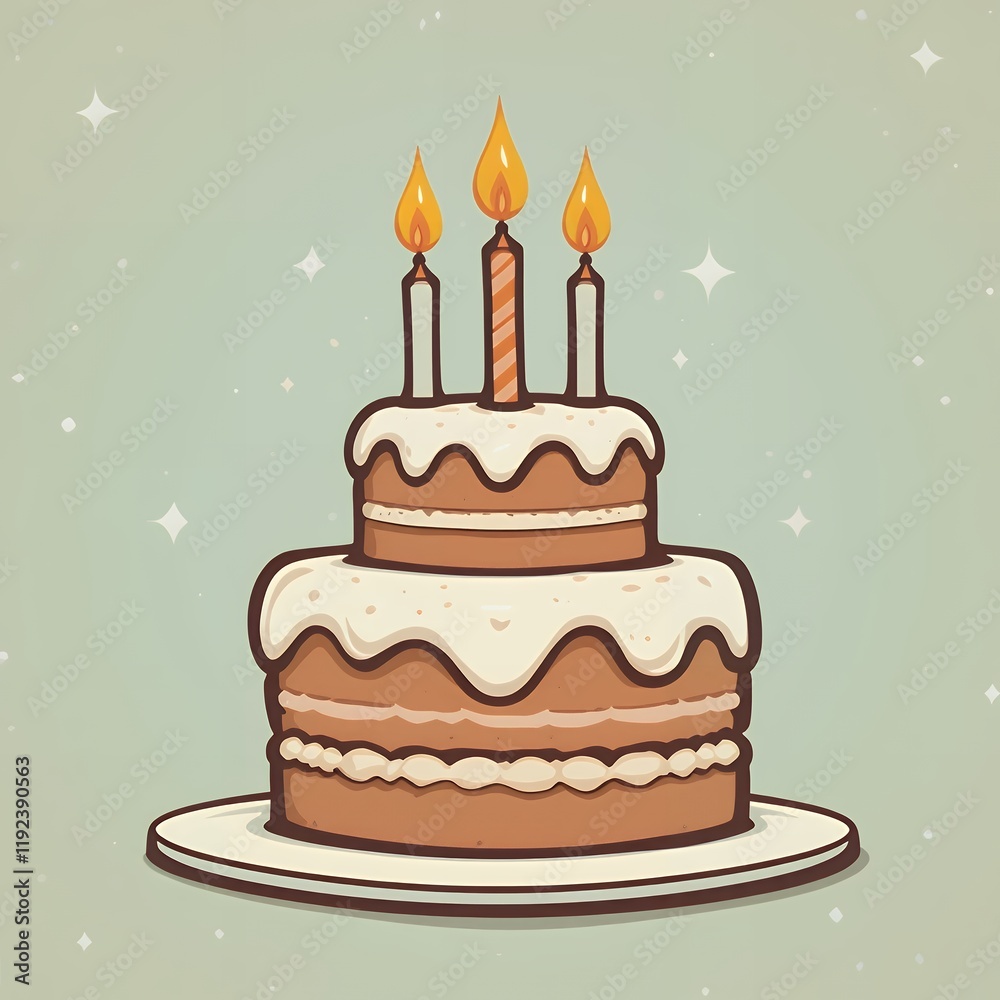 Cute Two-Tiered Birthday Cake with Candles Cute Two-Tiered Birthday Cake with Candles