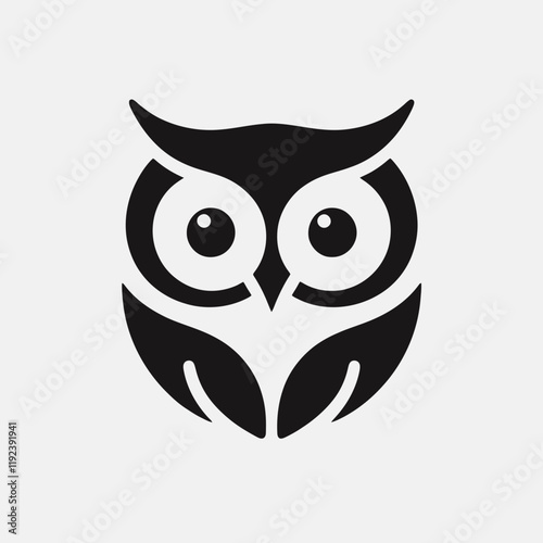 very simple flat and minimalist Owl silhouette in black on a white background