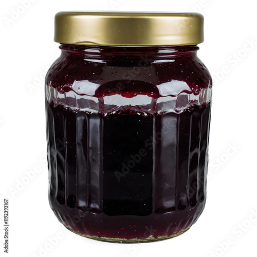 Delicious glass jar of homemade jam isolated on a pristine white background perfect for culinary projects