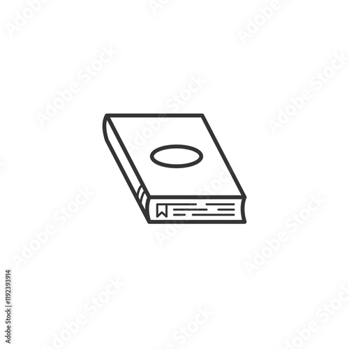 Outline Hardcover Book Illustration With Minimalistic Design and Bookmark
