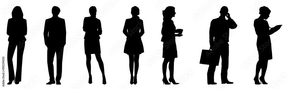 Business people silhouette png cut out element set, transparent background Business people silhouette png cut out element set, transparent background