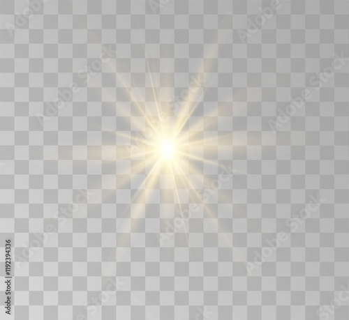 Transparent yellow sunlight special lens flash light effect. Front solar flare lenses