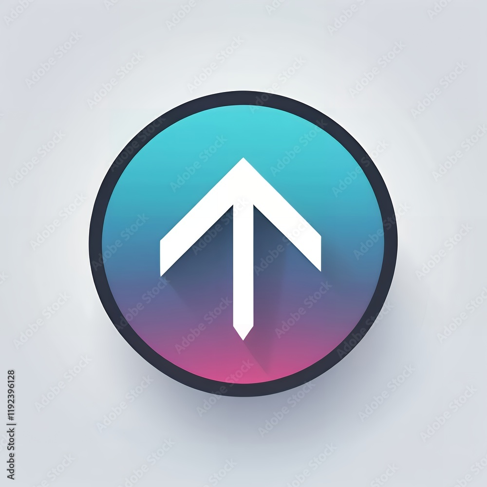Modern Upward Arrow Icon in a Circular Button Modern Upward Arrow Icon in a Circular Button