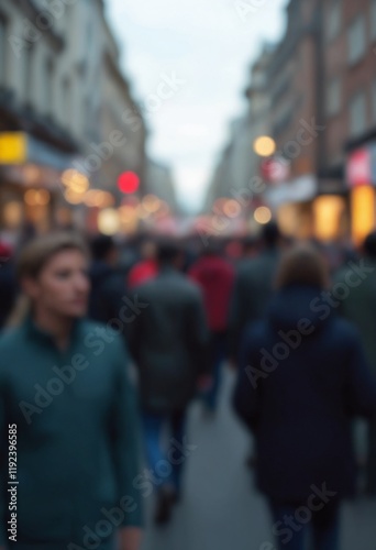 Wallpaper Mural Blurred crowd of unrecognizable at the street - Abstract background Torontodigital.ca